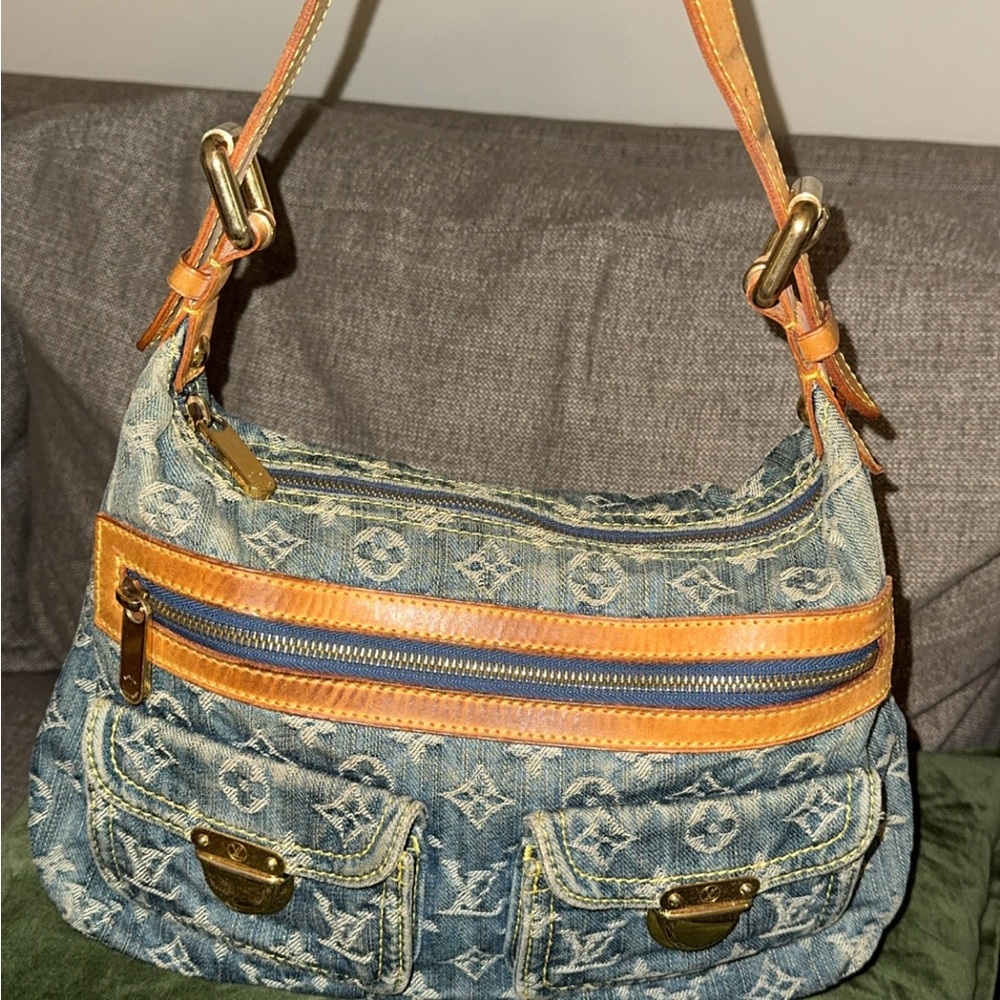 LV Blue and Tan Shoulder Bag with Gold Hardware (Sold on other PM acct)